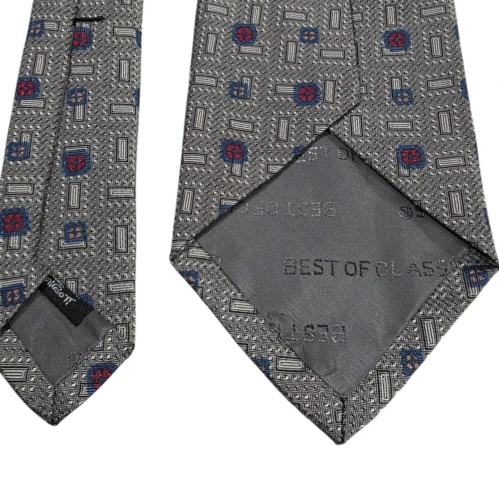 Robert Talbott Best Of Class Silk Tie Geometric‎ Gray Blue Red Men's Necktie
